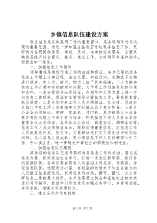乡镇信息队伍建设实施方案 