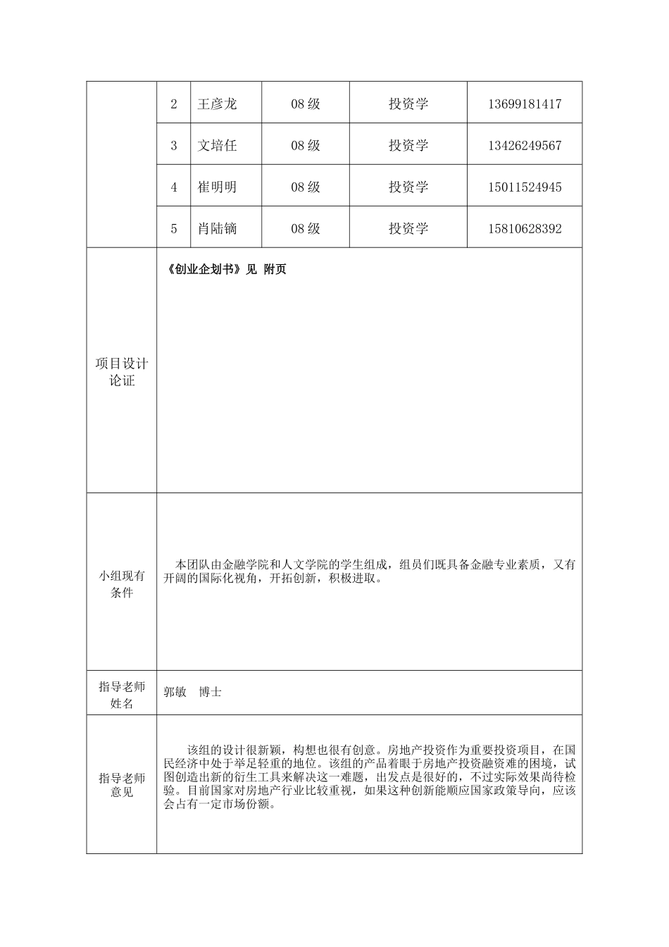 金英创业团队项目申请书_第2页