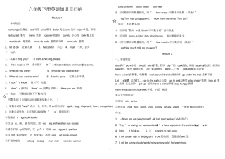 外研版六年级下册英语知识点梳理