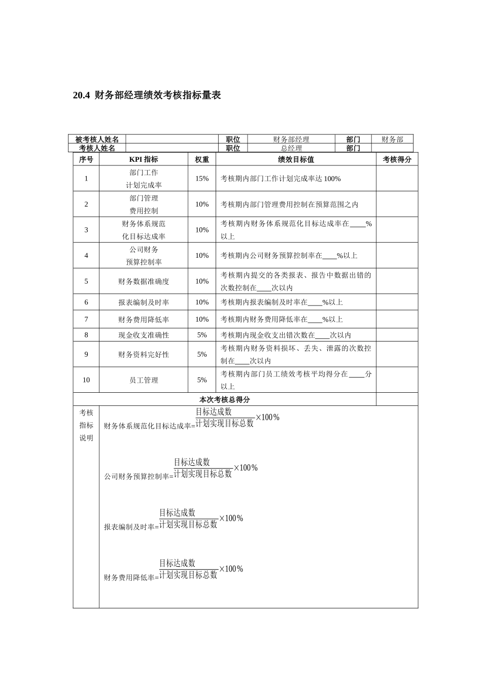 财务部绩效考核标准_第3页