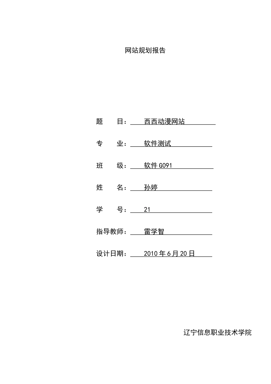 某动漫网站规划报告_第1页