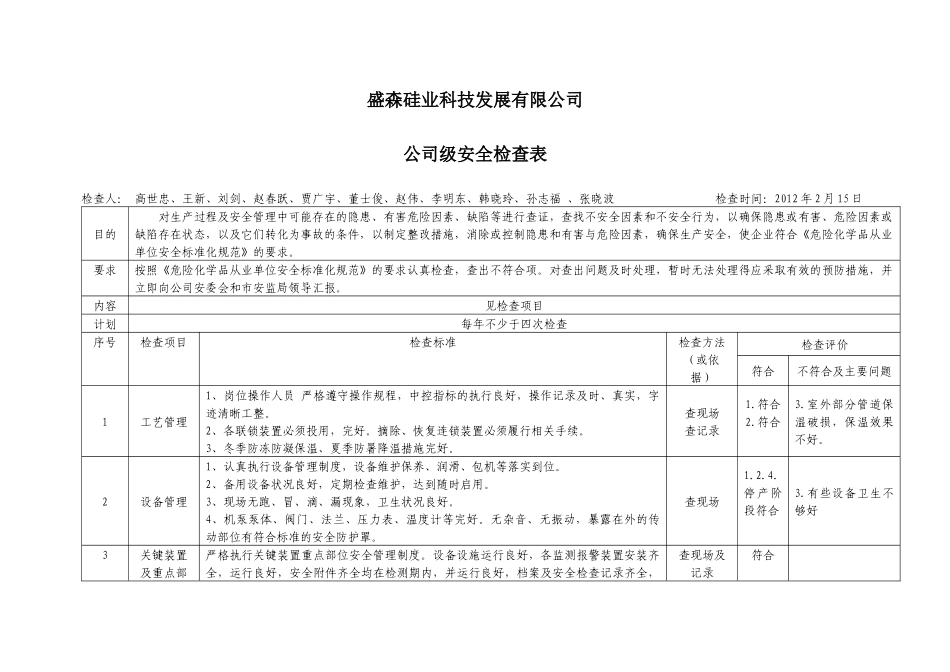 安全检查表(综合、车间、专业、班组等)_第3页