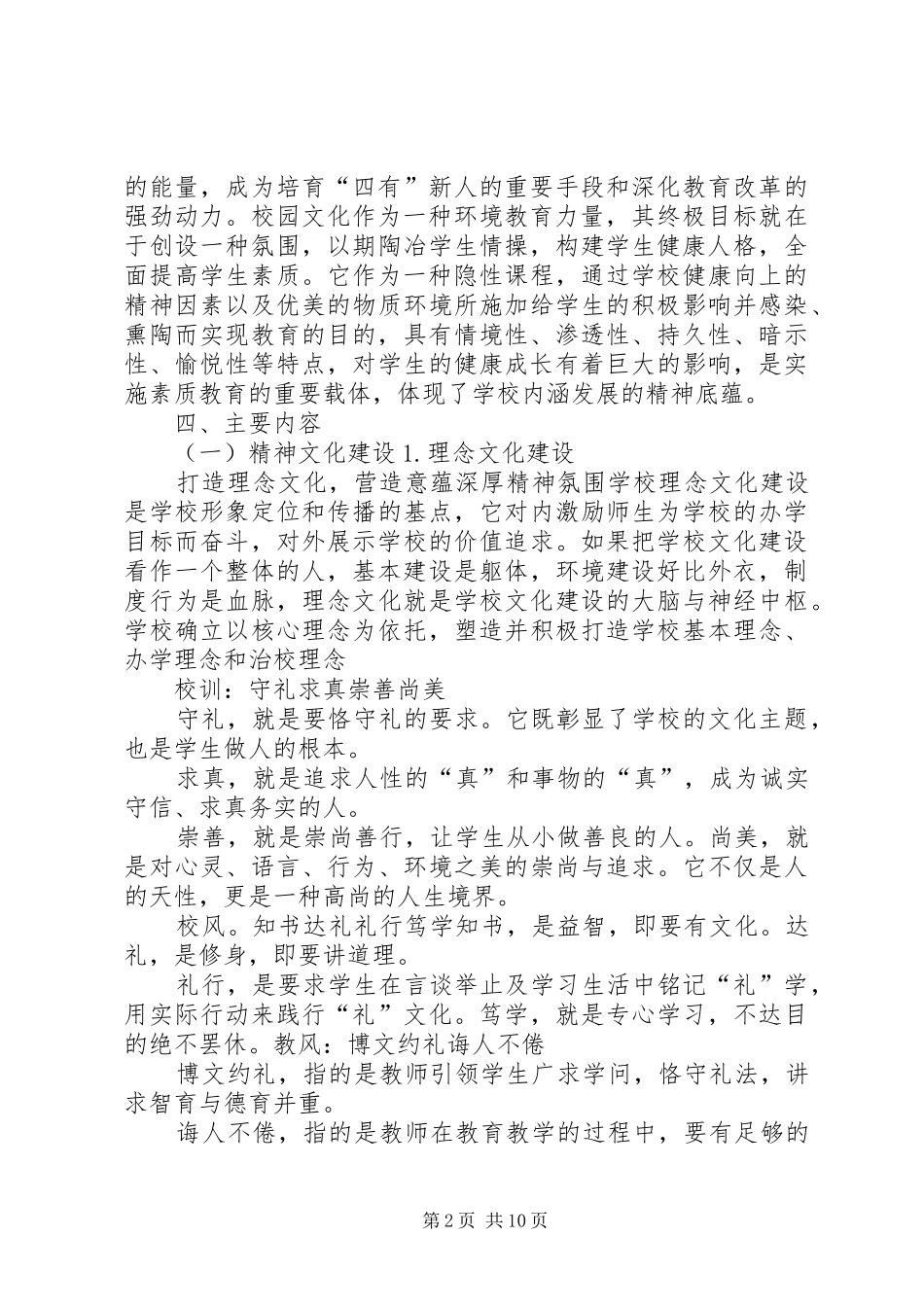 学校园文化建设方案最新[模版] _第2页