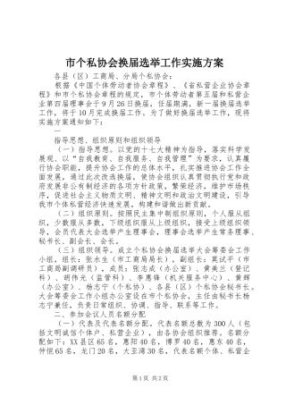 市个私协会换届选举工作方案 