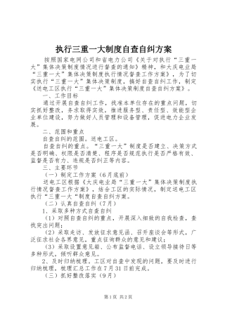 执行三重一大制度自查自纠方案