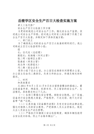 岳壁学区安全生产百日大检查方案 