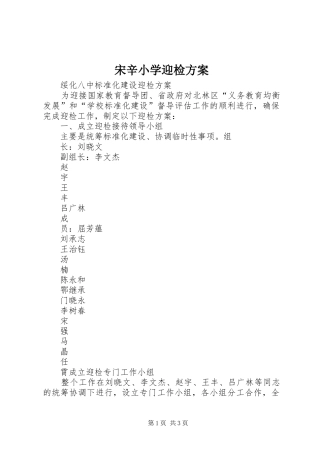 宋辛小学迎检实施方案 