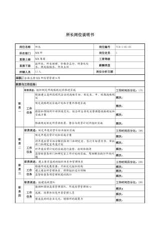 军工行业-所长岗位说明书
