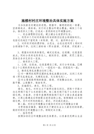 施楼村村庄环境整治具体实施方案