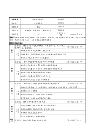 明达集团计划监督部部长职务说明书