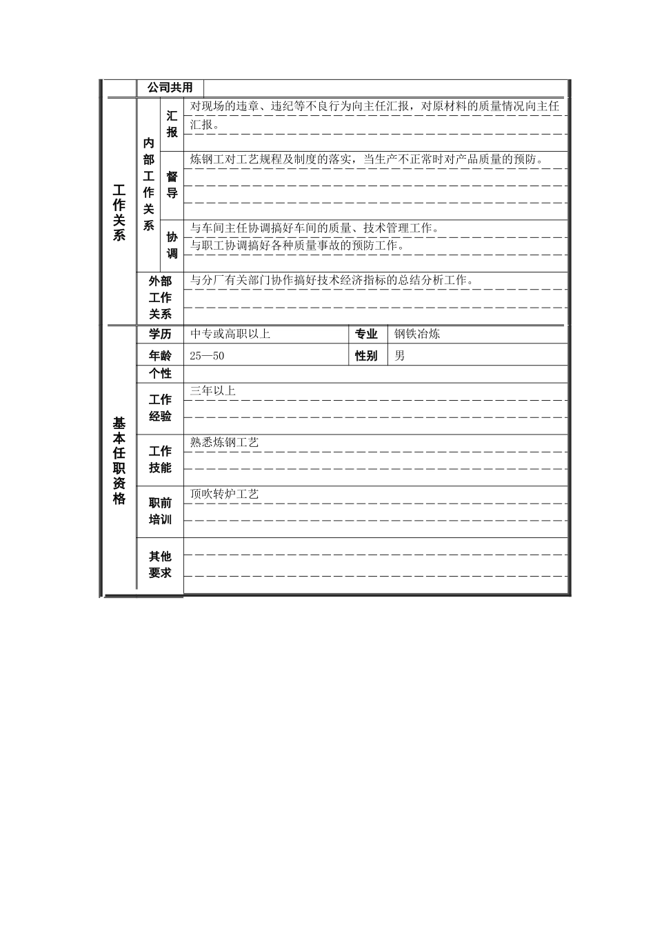 德龙钢铁-技术副主任职位说明书_第2页