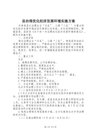 县治理优化经济发展环境实施方案