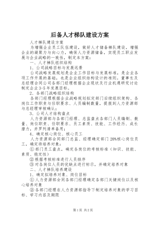 后备人才梯队建设实施方案 