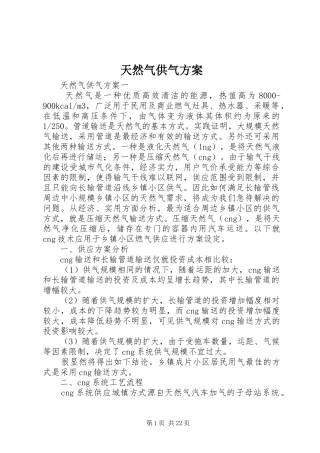 天然气供气实施方案 