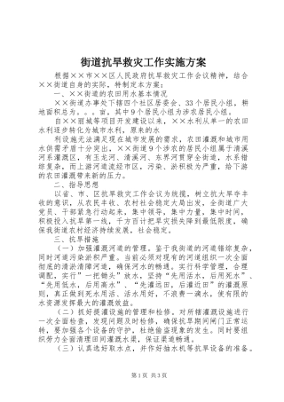 街道抗旱救灾工作方案 
