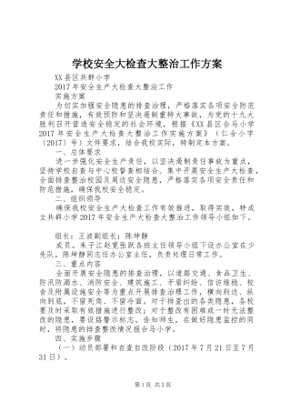 学校安全大检查大整治工作实施方案 