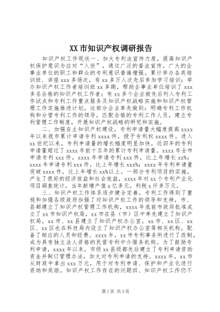 XX市知识产权调研报告 