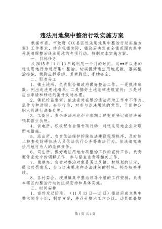 违法用地集中整治行动方案 