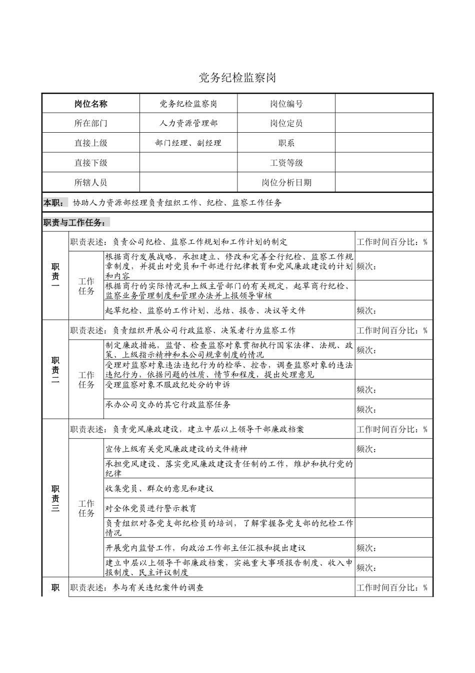 党务纪检监察岗位说明书_第1页