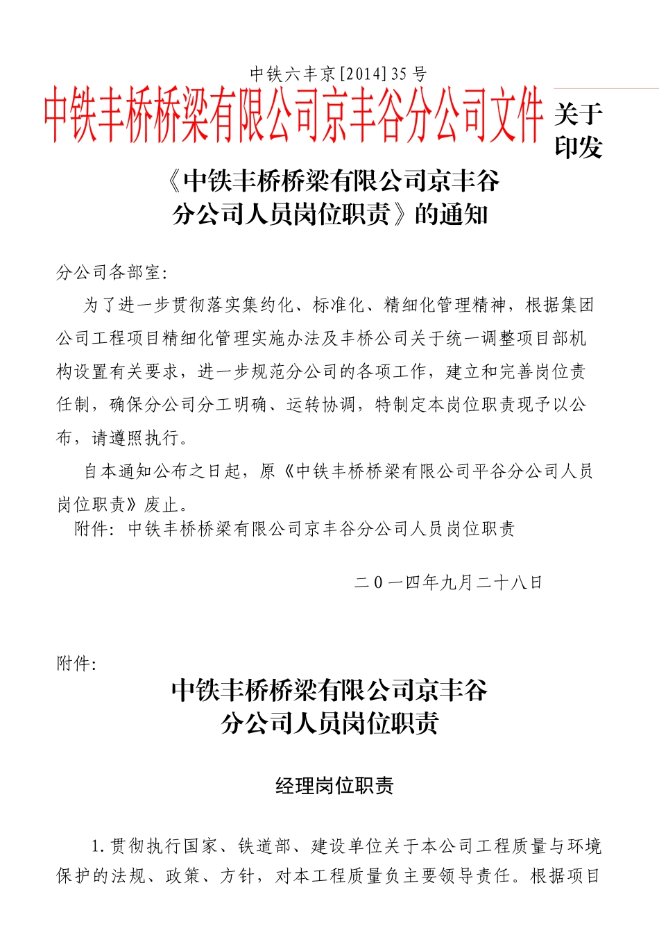 某公司人员岗位职责的通知_第1页