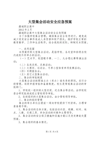 大型集会活动安全应急处理预案 