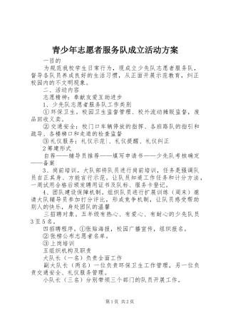 青少年志愿者服务队成立活动实施方案 