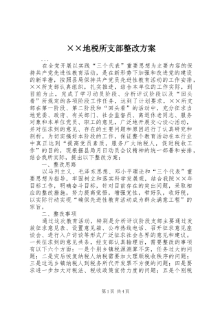 ××地税所支部整改实施方案 