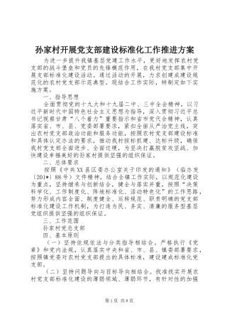 孙家村开展党支部建设标准化工作推进方案