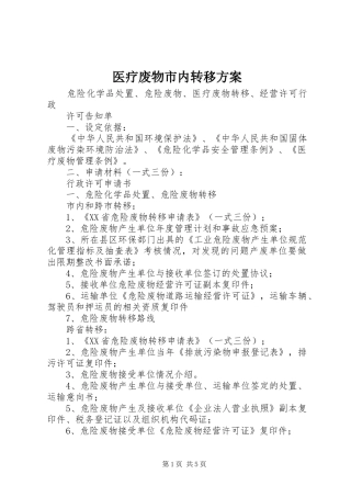 医疗废物市内转移方案
