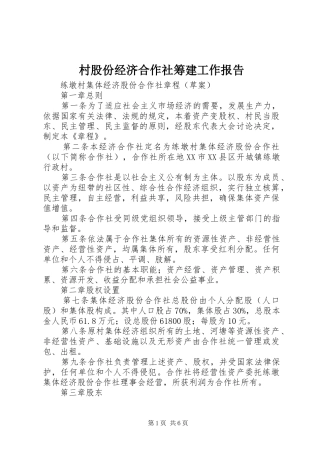 村股份经济合作社筹建工作报告 