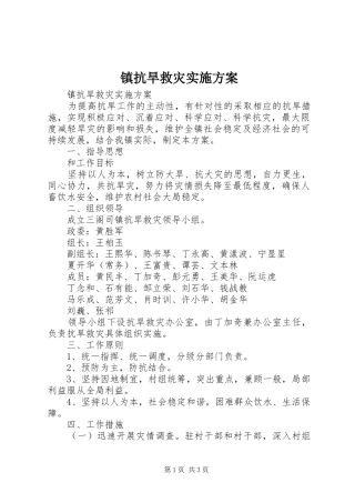 镇抗旱救灾方案 