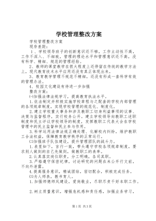 学校管理整改实施方案 