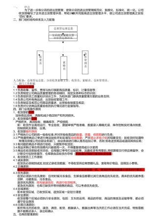 某公司收货部职责汇编