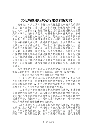 文化局推进行政运行建设实施方案