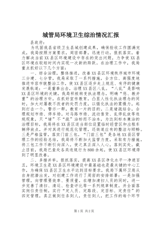 城管局环境卫生综治情况汇报 