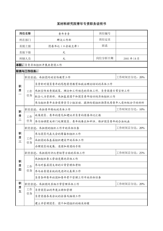 某材料研究院青年专责职务说明书