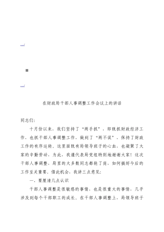 财政局干部人事调整工作会议