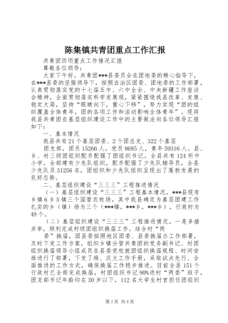 陈集镇共青团重点工作汇报 