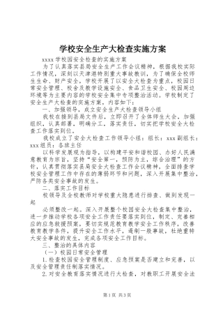 学校安全生产大检查方案 