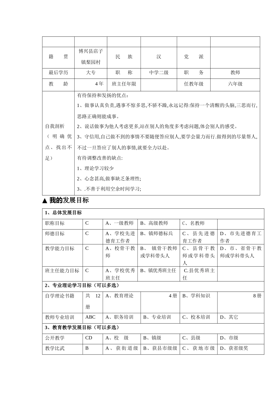 店子二中“教师专业成长档案”设计方案_第3页