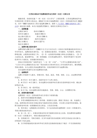 连云港市XXXX年大学生村官招聘