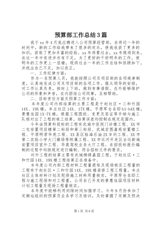 预算部工作总结3篇