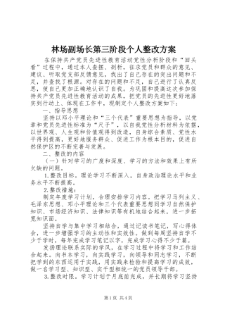 林场副场长第三阶段个人整改实施方案 