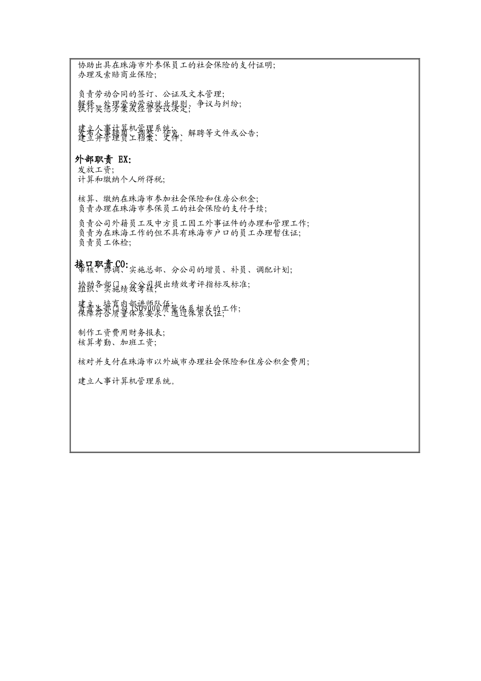 理想科学公司人力资源部职责说明书_第3页