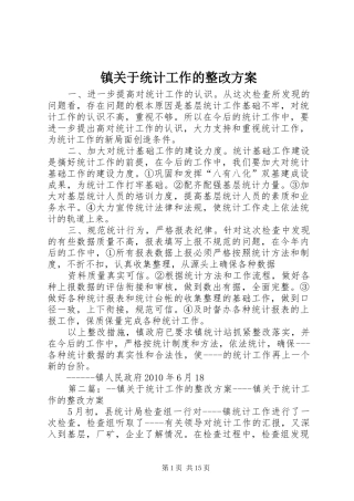 镇关于统计工作的整改方案