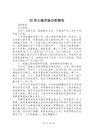 XX市土地市场分析报告 