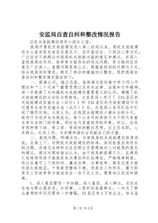 安监局自查自纠和整改情况报告 
