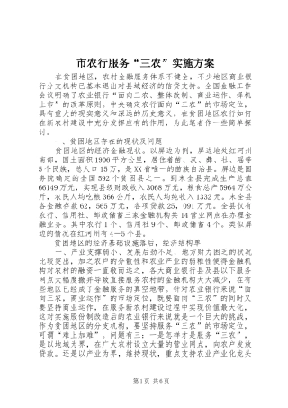 市农行服务“三农”方案 