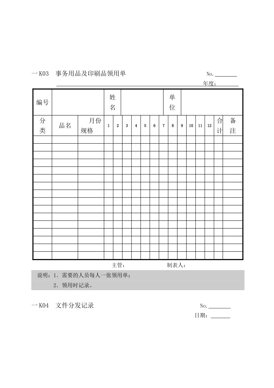 公司行政总务专用表格汇总_第2页