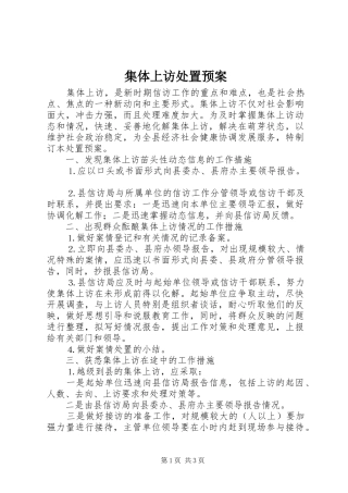 集体上访处置应急预案 